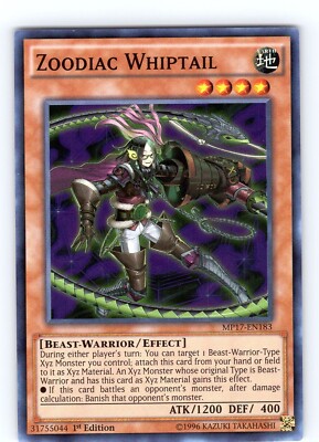 Yu-Gi-Oh TCG Zoodiac Whiptail MP17-EN183 1st Edition Super Rare Card NM-image