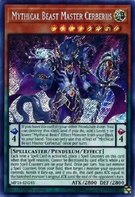 ** MYTHICAL BEAST MASTER CERBERUS ** 1ST EDITION SECRET RARE MP18-EN185 YUGIOH!-image