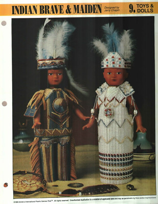NEW INDIAN BRAVE & MAIDEN DOLLS ANNIE'S PLASTIC CANVAS PATTERN INSTRUCTIONS-image