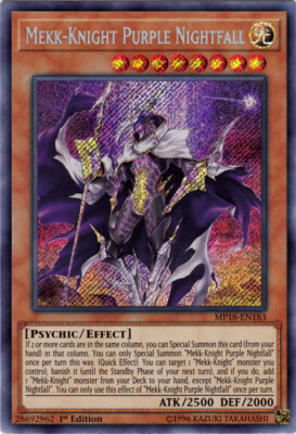 Yugioh! Mekk-Knight Purple Nightfall - MP18-EN183 - Secret Rare - 1st Edition Ne-image