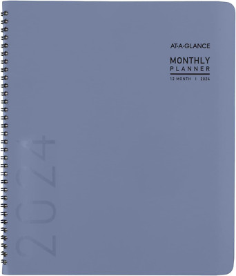 2024 Monthly Planner, 9” X 11”, Large, Monthly Tabs, Pocket, Faux Leather, Conte-image