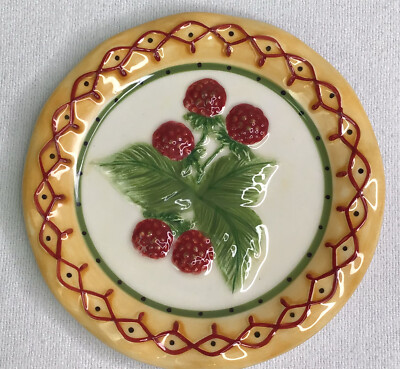 MWW Market Mini Plate FRUIT TART Raspberry Home Decor Annie Danielson 4.5” RARE-image