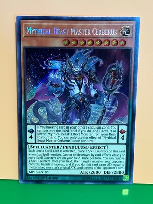Yugioh Mythical Beast Master Cerberus Secret Rare MP18-EN185 1st Edition-image