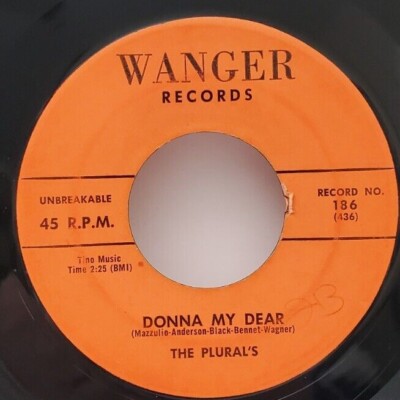 Plural's   DONNA MY DEAR / MISS ANNIE (DOO WOP 45) #186/187 PLAYS VG TO VG+-image