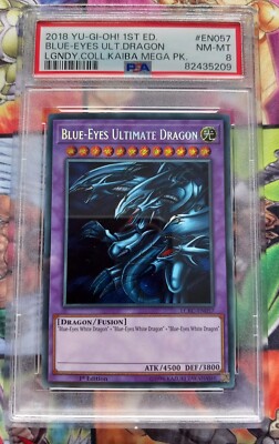 PSA 8 LCKC-EN057 Blue-Eyes Ultimate Dragon 1st Edition Secret Rare YU-GI-OH -image