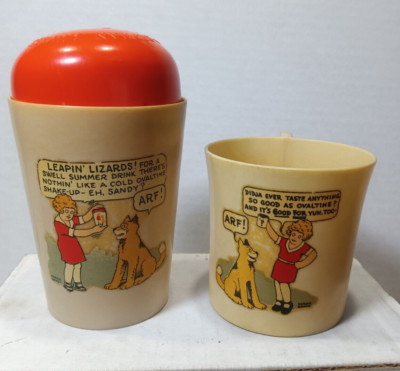 Ovaltine Orphan Annie's shaker & cup Beetleware 1931 2PC LOT mug-image