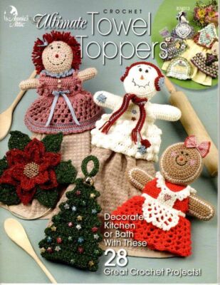 HTF!! ANNIE'S ATTIC CROCHET ULTIMATE TOWEL TOPPES 28 GREAT DESIGNS-image