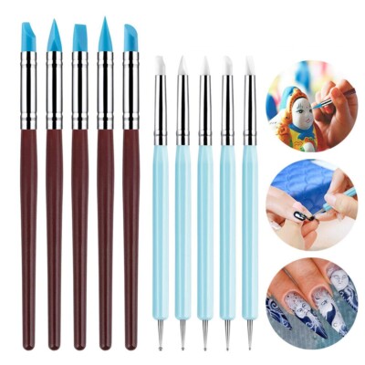 10 PCS Silicone Polymer Clay Sculpting Tool Pen Rubber Tip Color Shaping Wipe-image