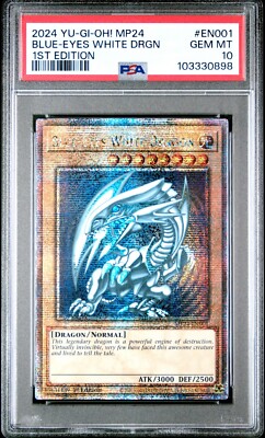 Blue-Eyes White Dragon - PSA 10 - MP24-EN001 Quarter Century Secret Rare Yugioh-image