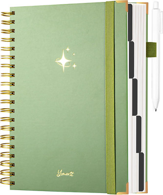 Leather Spiral Notebooks for Work Thick 5 Subject Notebook College Ruled with Di-image