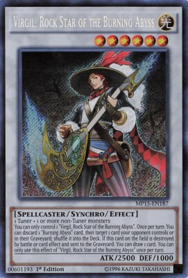 Yu-Gi-Oh! Virgil, Rockstar of the Burning Abyss MP15-EN187 1st Ed Secret Rare NM-image