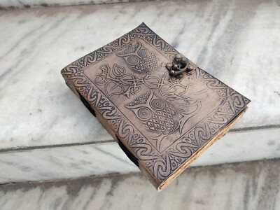 Embossed Rustic Leather Journal Diary 200 Deckle Pages 7*5inch Vintage Gift-image