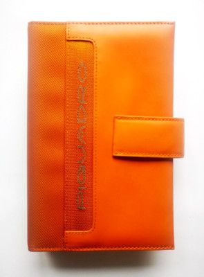 Piquadro Leather Agenda Planner Organizer Cover Orange Medium Italy New-image