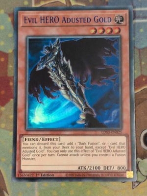 Yugioh Evil HERO Adusted Gold Blue Ultra Rare LDS3-EN025 Mint-image