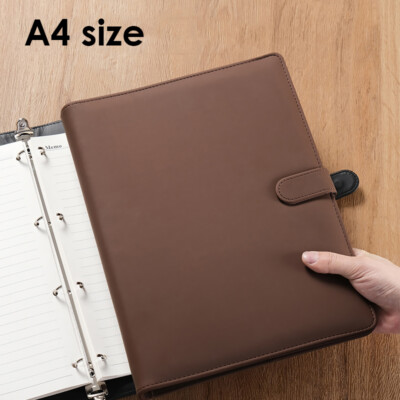 A4 Faux Leather Refillable Journal Notebook Lined Paper Writing Diary 200 Pages-image