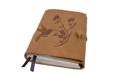 cuero Leather Journal Bird & Flower Engraved Leather Bound Writing Journal fo...-image