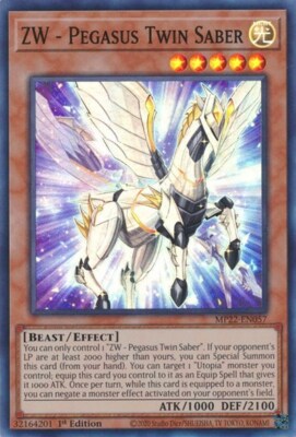 1x ZW - Pegasus Twin Saber - 1st  NM Eng YuGiOh - 2022 Mega Tin - Pharoah's Gods-image