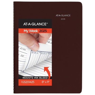 2025 Appointment Book Planner Weekly 8x 11 Large Quarter Hourly DayMinder Burgun-image