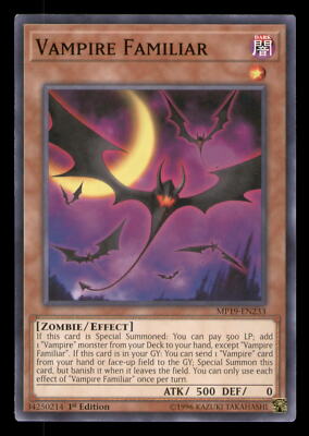 Yugioh Vampire Familiar #MP19-EN233 2019 Gold Sarcophagus Tin Mega Pack LP-image