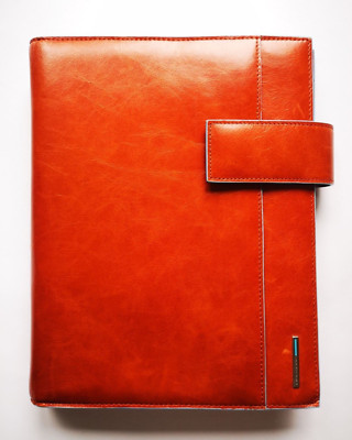 Piquadro Leather Agenda Planner Organizer Cover dark Orange color Large Italy-image