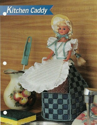 NEW KITCHEN CADDY FASHION DOLL ANNIE'S PLASTIC CANVAS PATTERN INSTRUCTIONS-image