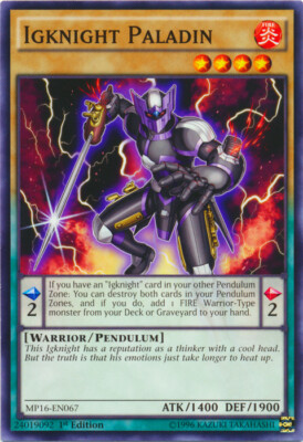 Igknight Paladin - MP16-EN067 - Common - 1st Edition LP YuGiOh!  2016 Mega-Tin M-image