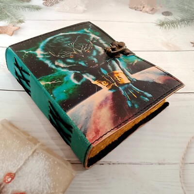 Leather journal wolf design leather dairy, sketchbook,  notebook Premium journal-image