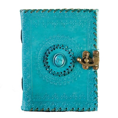 Leather Journal Notebook Embossed Journal & stone Leather Diary Writing journal.-image
