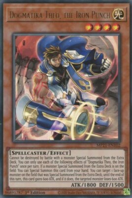 YGO-4x-Near Mint-Dogmatika Theo, the Iron Punch - MP21-EN102 - Ultra Rare - 1st -image