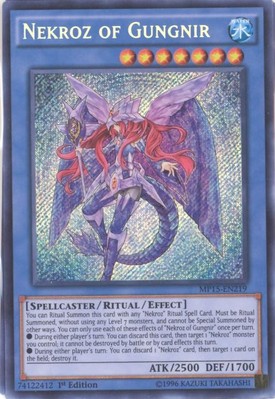 Yu-Gi-Oh Card - MP15-EN219 - NEKROZ OF GUNGNIR (secret rare holo) - NM/Mint-image