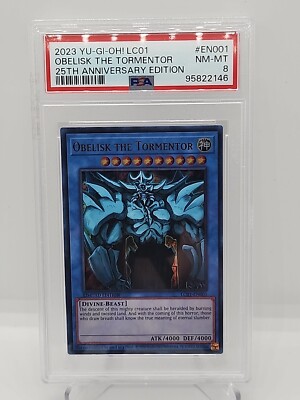 PSA 8 NM-MT Obelisk the Tormentor LC01-EN001 Legendary Collection Limited Ed-image
