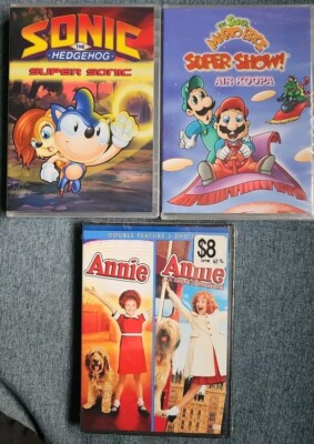 Lot Of 3 Kids DVD, Sonic The Hedgehog, The Super Mario Bros. Annie. NEW (F44)-image