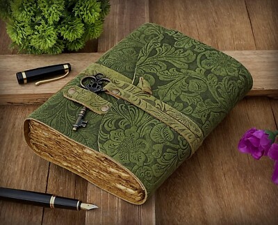 Leather Journal Antique Handmade Deckle Edge Vintage Paper Leather Bound Journal-image