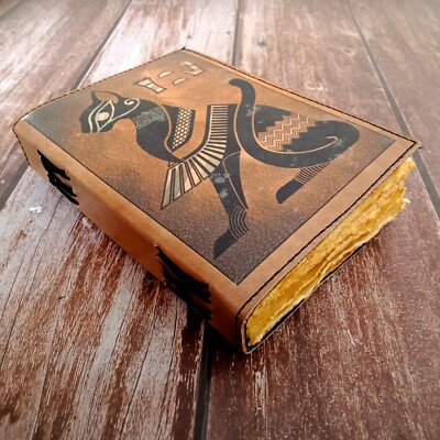 Leather Journal Egyptian cat Leather dairy, notebook sketchbook, Writing Journal-image