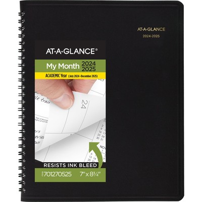 18 Month Academic Planner Black Faux Leather Spiral Bound August 2024 to Dec ...-image