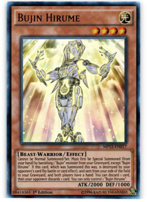 Lightly Played Bujin Hirume - MP15-EN017 - Ultra Rare - 1st Edition - YuGiOh -image
