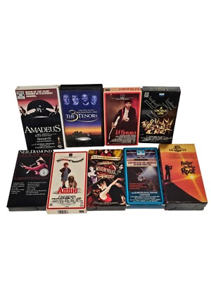 Lot of 9 Drama Musical Biography VHS - Amadeus, Annie, Neil Diamond, Fiddler Etc-image