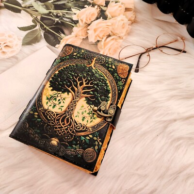 Tree printed Leather Journal, Notebook, Leather Dairy, Sketchbook, Wedding Gift.-image