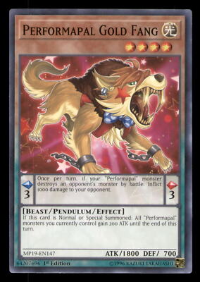 Yugioh Performapal Gold Fang #MP19-EN147 2019 Gold Sarcophagus Tin Mega Pack LP-image