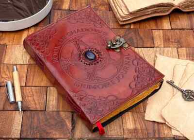 Pentagram Magic Book, Celtic journal  Clasp lock  Leather book Travel notebook-image