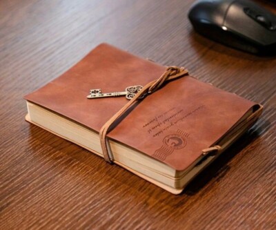 Leather Journal With Small Defects  Handmade Deckle Paper. Notebook with Strap-image