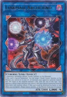YGO-4x-Near Mint-Linkmail Archfiend - MP20-EN125 - Rare - 1st Edition-2020 Mega--image