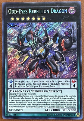 YUGIOH Odd-Eyes Rebellion Dragon - MP16-EN078 - Secret Rare - 1st Edition - LP-image