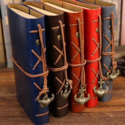A6/B5/A5 Spiral Notebook Diary Notepad Vintage Pirate Anchors PU Leather Note Bo-image