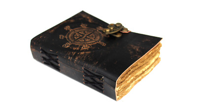 Vintage Leather bound Journal Antique Handmade Paper Notebook Diary Sketchbook-image