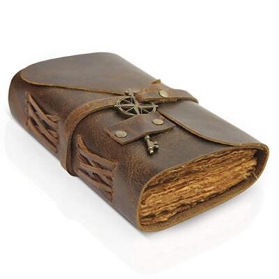  Vintage Leather Journal - Antique Handmade Leather Bound Journal 4x6 Brown-image