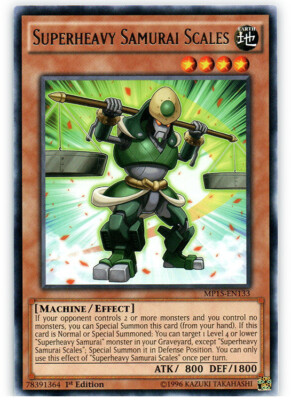 Superheavy Samurai Scales - MP15-EN133 - Rare - 1st Edition x1 - Moderately Play-image