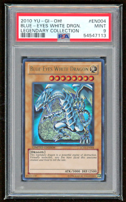 2010 BLUE EYES WHITE DRAGON HOLO LEGENDARY COLLECTION PSA 9 MINT #EN004 YUGIOH-image