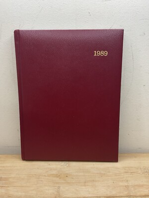 1989 Leather Bound Calendar Appointments Planner Event Book Agenda-image