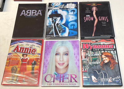 6-DVDs Music Lot, Showgirls?, Abba, Wynonna, Cher, Annie and Lady Gaga, EX+-image